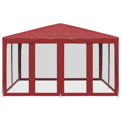 vidaXL Partytent met 8 mesh zijwanden 4x4 m HDPE rood