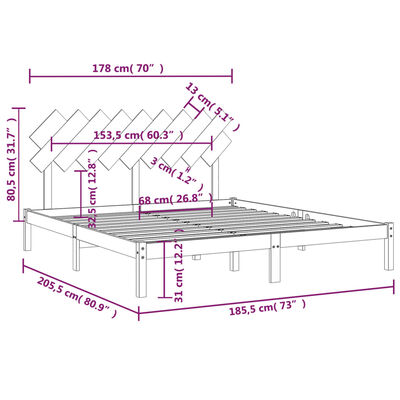 vidaXL Bedframe massief hout 180x200 cm