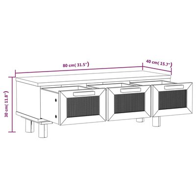 vidaXL Salontafel 80x40x30 cm bewerkt hout en grenenhout zwart