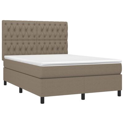 vidaXL Boxspring met matras en LED stof taupe 140x200 cm