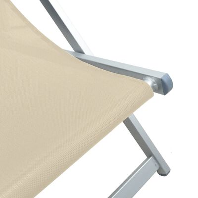 vidaXL Strandstoelen inklapbaar 2 st aluminium en textileen crèmekleur