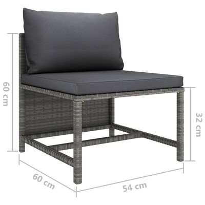 vidaXL 7-delige Loungeset met kussens poly rattan grijs