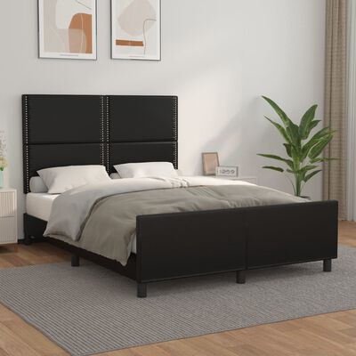 vidaXL Bedframe met hoofdbord kunstleer zwart 140x200 cm