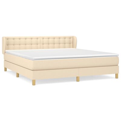 vidaXL Boxspring met matras stof crèmekleurig 160x200 cm