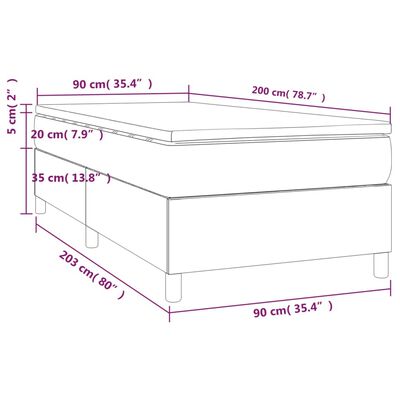 vidaXL Boxspring met matras stof taupe 90x200 cm