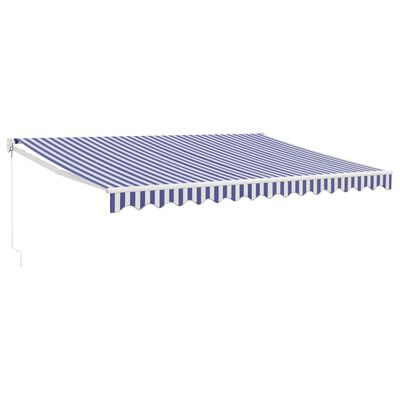 vidaXL Luifel uittrekbaar 4x3 m stof en aluminium blauw en wit