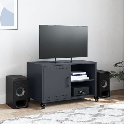 vidaXL Tv-meubel 68x39x43,5 cm staal antracietkleurig