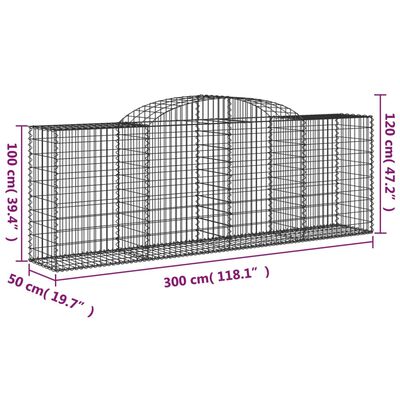 vidaXL Schanskorven 9 st gewelfd 300x50x100/120 cm ijzer