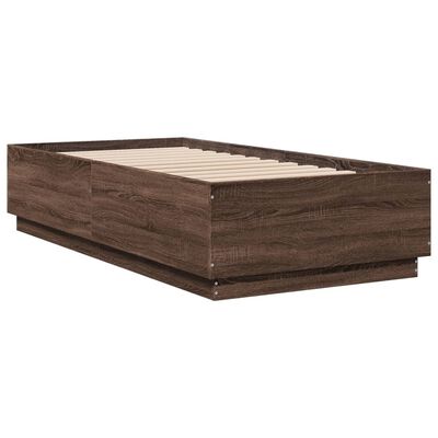 vidaXL Bedframe bewerkt hout bruin eikenkleur 75x190 cm