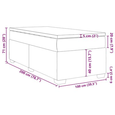 vidaXL Boxspring met matras fluweel donkergrijs 100x200 cm