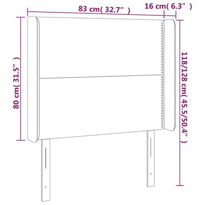 vidaXL Hoofdbord met randen 83x16x118/128 cm kunstleer zwart