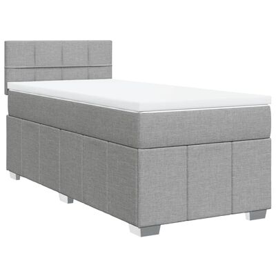 vidaXL Boxspring met matras stof lichtgrijs 90x200 cm