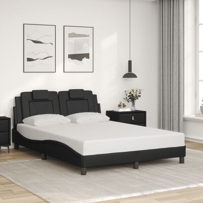 vidaXL Bedframe met hoofdbord kunstleer zwart 140x200 cm