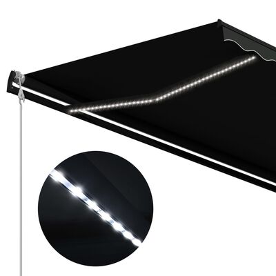 vidaXL Luifel uittrekbaar met windsensor en LED 400x300 cm antraciet