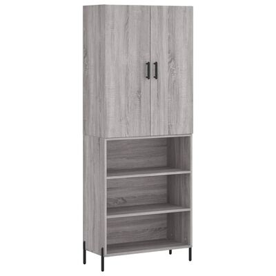 vidaXL Hoge kast 69,5x34x180 cm bewerkt hout grijs sonoma eikenkleurig