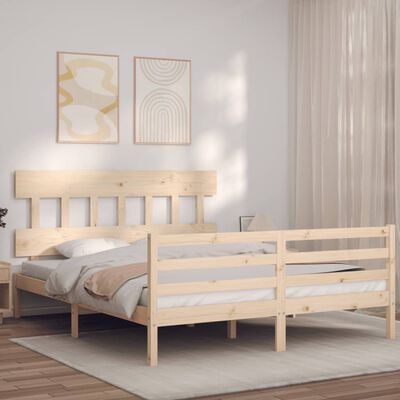 vidaXL Bedframe met hoofdbord massief hout 160x200 cm