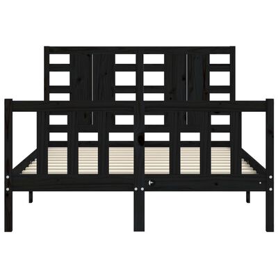 vidaXL Bedframe met hoofdbord massief hout zwart 120x200 cm