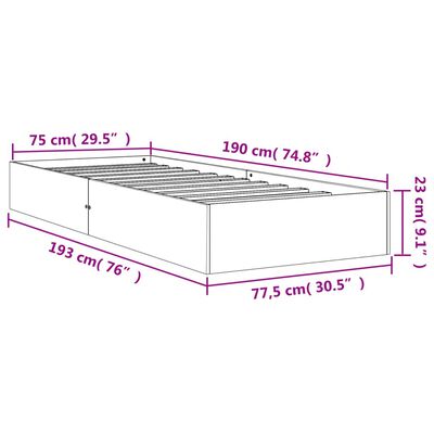 vidaXL Bedframe zonder matras massief grenenhout wasbruin 75x190 cm