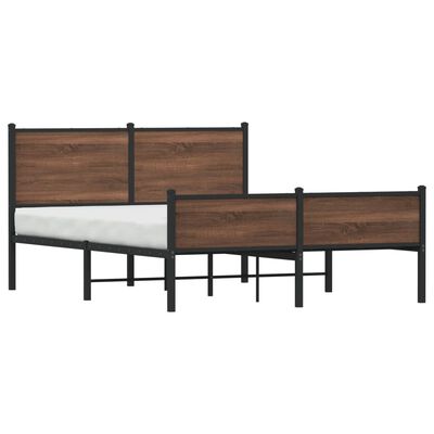 vidaXL Bedframe hoofd- en voeteneinde metaal bruin eiken 140x200 cm