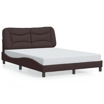 vidaXL Bedframe met LED-verlichting stof donkerbruin 140x200 cm