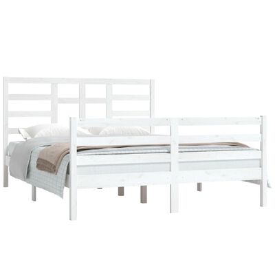 vidaXL Bedframe massief hout wit 150x200 cm