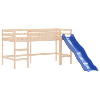 vidaXL Kinderhoogslaper met toren 80x200 cm massief grenenhout blauw