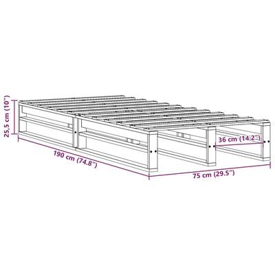 vidaXL Bedframe zonder matras massief grenenhout 75x190 cm