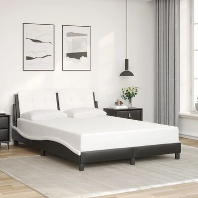 vidaXL Bedframe met hoofdbord kunstleer zwart en wit 120x200 cm