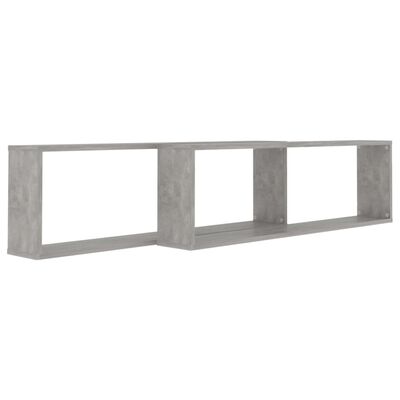 vidaXL Wandschappen kubus 2 st 100x15x30 cm bewerkt hout betongrijs