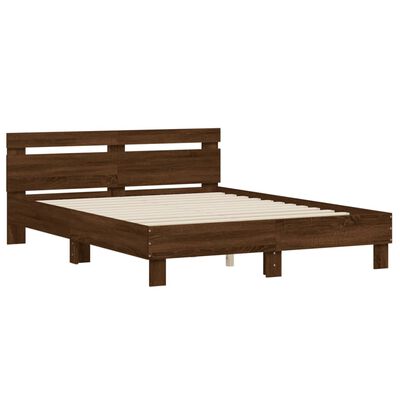 vidaXL Bedframe met hoofdeinde bewerkt hout bruineikenkleur 140x190 cm