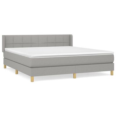 vidaXL Boxspring met matras stof lichtgrijs 160x200 cm