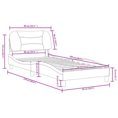 vidaXL Bedframe met hoofdbord kunstleer cappucinnokleurig 80x200 cm