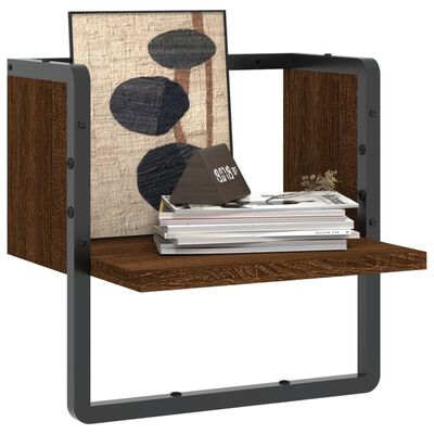 vidaXL Wandschap met stang 30x25x30 cm bruin eikenkleur