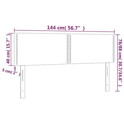 vidaXL Hoofdbord LED 144x5x78/88 cm kunstleer grijs