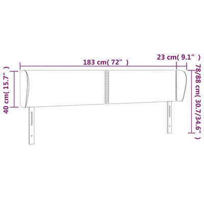 vidaXL Hoofdbord met randen 183x23x78/88 cm fluweel donkergrijs