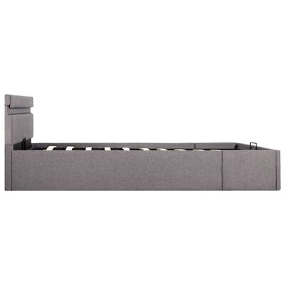 vidaXL Bedframe met hydraulische opslag en LED stof taupe 140x200 cm