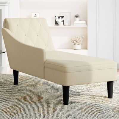 vidaXL Chaise longue met kussen en rechterarmleuning stof crèmekleurig