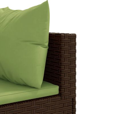 vidaXL 5-delige Loungeset met kussens poly rattan bruin