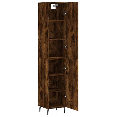 vidaXL Hoge kast 34,5x34x180 cm bewerkt hout gerookt eikenkleurig