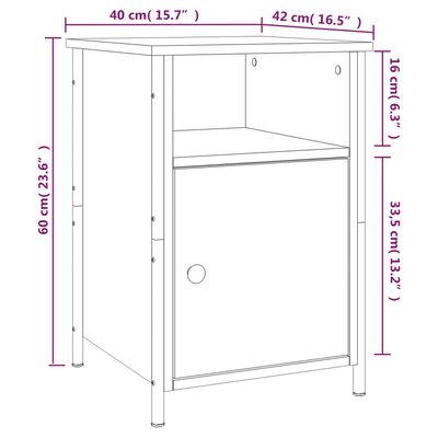 vidaXL Nachtkastjes 2 st 40x42x60 cm bewerkt hout grijs sonoma eiken