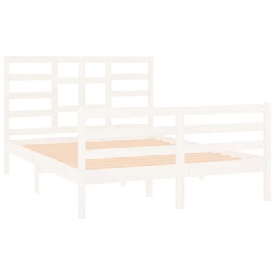 vidaXL Bedframe massief hout wit 140x190 cm