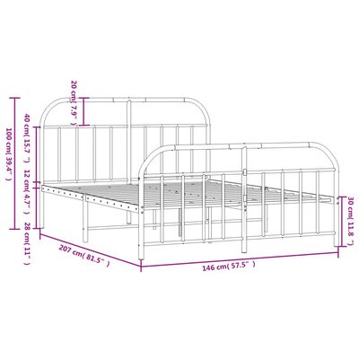 vidaXL Bedframe met hoofd- en voeteneinde metaal zwart 140x200 cm