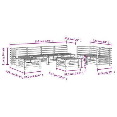 vidaXL 8-delige Loungeset massief grenenhout grijs