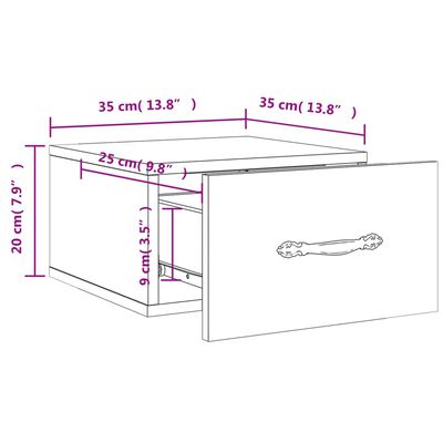 vidaXL Nachtkastjes 2 st wandgemonteerd 35x35x20 cm hoogglans wit