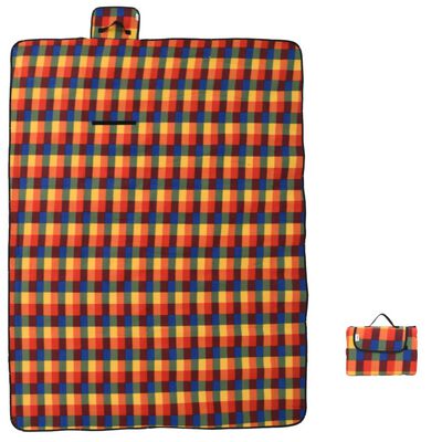 vidaXL Picknickkleed opvouwbaar geruit 200x150 cm fluweel meerkleurig