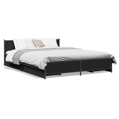 vidaXL Bedframe met lades bewerkt hout bruin eikenkleur 135x190 cm