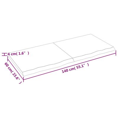 vidaXL Tafelblad 140x60x(2-4) cm onbehandeld massief eikenhout