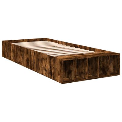 vidaXL Bedframe bewerkt hout gerookt eikenkleurig 100x200 cm