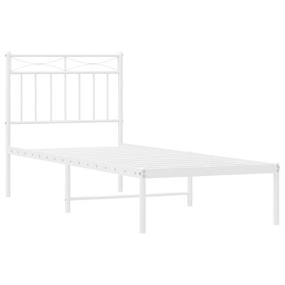 vidaXL Bedframe met hoofdbord zonder matras metaal wit 75x190 cm