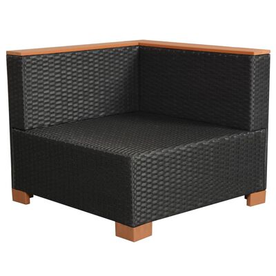 vidaXL 7-delige Loungeset met kussens poly rattan zwart